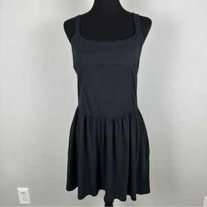 Free People Beach Castella Babydoll Mini Dress Size Medium Black Pockets Stretch